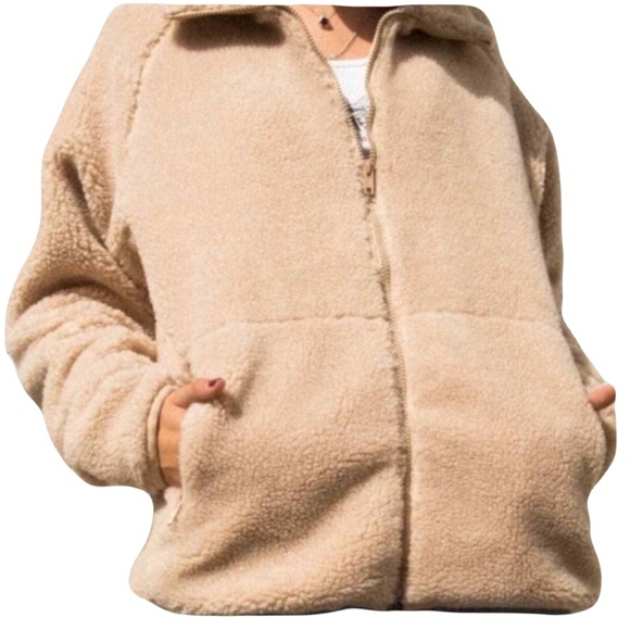 Brandy Melville|/John Galt Willow Overaized Shearling Jacket Sherpa/Teddybear - Picture 1 of 8